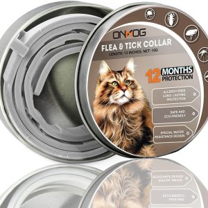 HODESU Flea and Tick Collar for Cats, Cat Flea Collars, 12 Months Protection, 13 Inches in Length, 100% Herbal Ingredients, Waterproof Tick Collar for Cats, Durable Protection, One Size Fits All