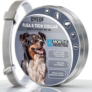 HODESU Flea & Tick Collar for Dogs, Dog Flea Collars, Effective up to 12 Months, 25 Inches Long, Fits All Dog Breeds from Small, Medium, to Large Size, Waterproof Flea Collar, Durable Protection.